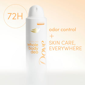 Dove whole body deodorant side label detailing ingredients and benefits