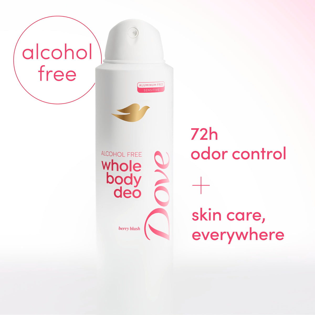 Dove whole body deodorant fine mist texture illustrating gentle, even coverage