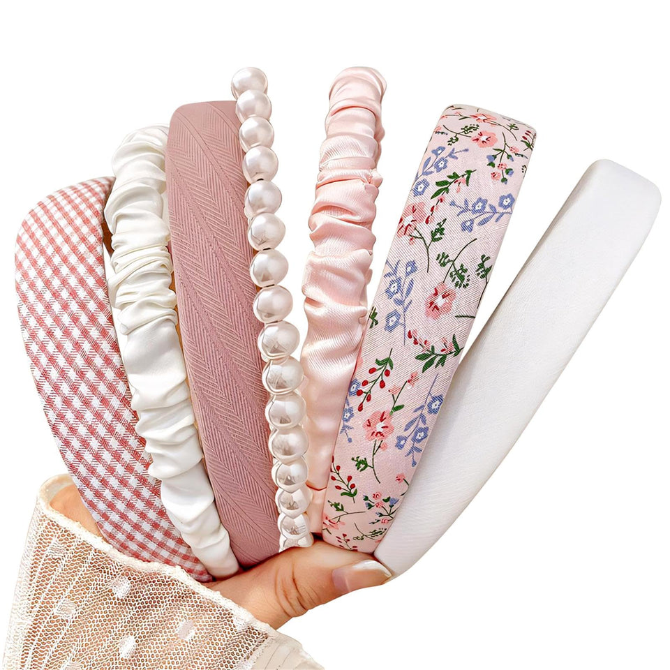 DOXISHRUKY front view of seven headbands showing variety and easy selection