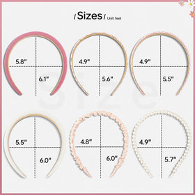 DOXISHRUKY seven headbands laid flat to display contrasting patterns and colors