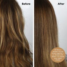 dpHUE before-and-after medium blonde boosts richness and shine