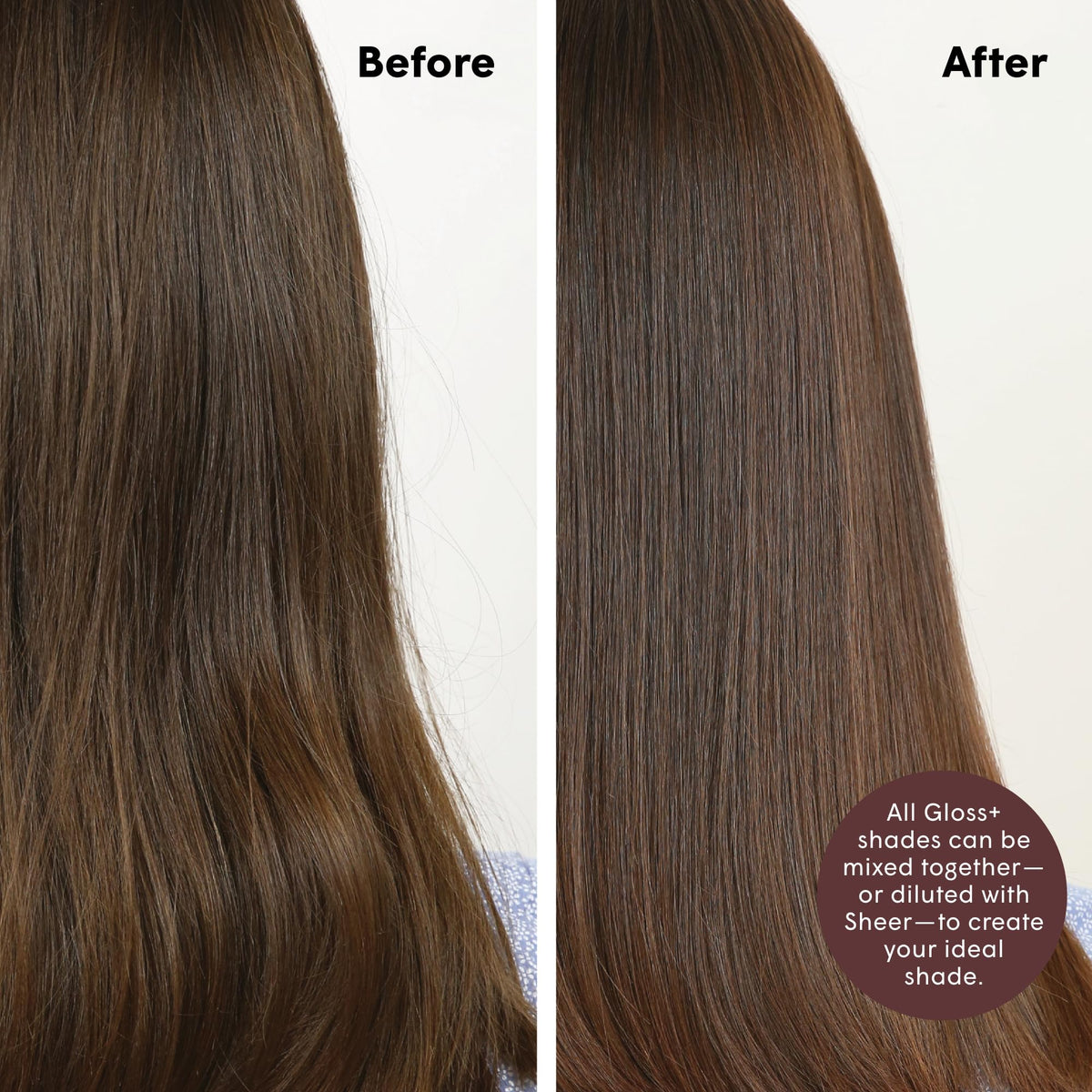 dpHUE Gloss+ Auburn being applied to a hair strand for visible color refresh benefit