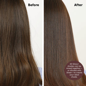 dpHUE Gloss+ Auburn being applied to a hair strand for visible color refresh benefit