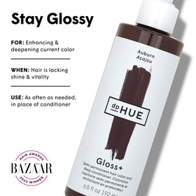 dpHUE Gloss+ Auburn open cap with gloss texture visible for easy application benefit