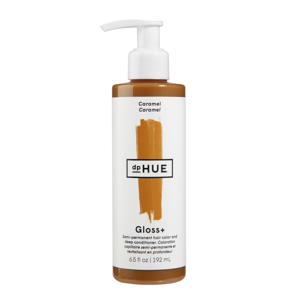 dpHUE Gloss+ Caramel front packaging showing warm tone and shine benefits