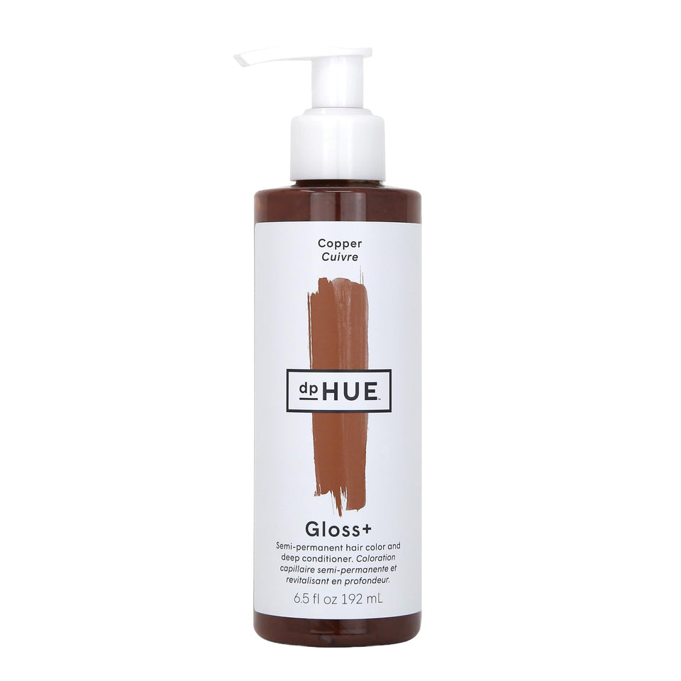dpHUE Gloss+ Copper front packaging showing bottle and label, highlights freshness