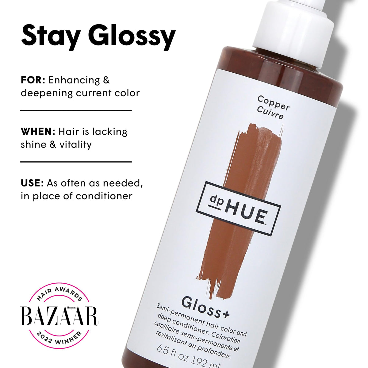 dpHUE Gloss+ Copper texture close-up on fingertips, shows creamy consistency and control