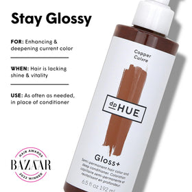 dpHUE Gloss+ Copper texture close-up on fingertips, shows creamy consistency and control