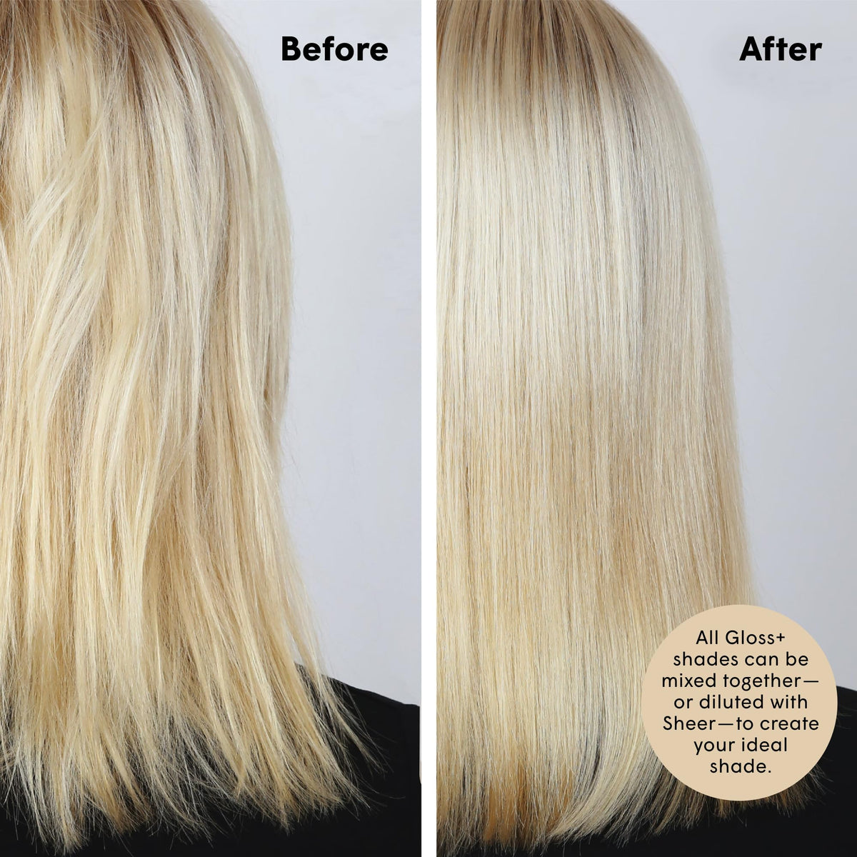 dpHUE shiny warm blonde after Gloss+ showing enhanced color and shine
