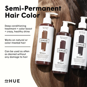dpHUE before-and-after photo showing enriched brown tone and shine