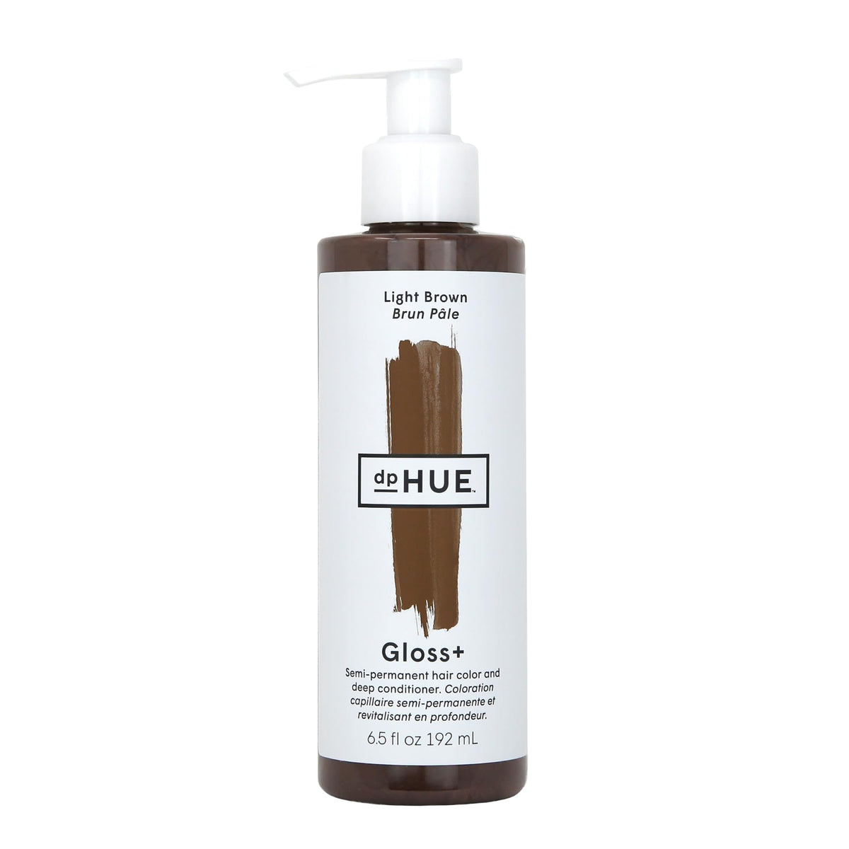 dpHUE bottle front view showing Light Brown gloss for instant shine