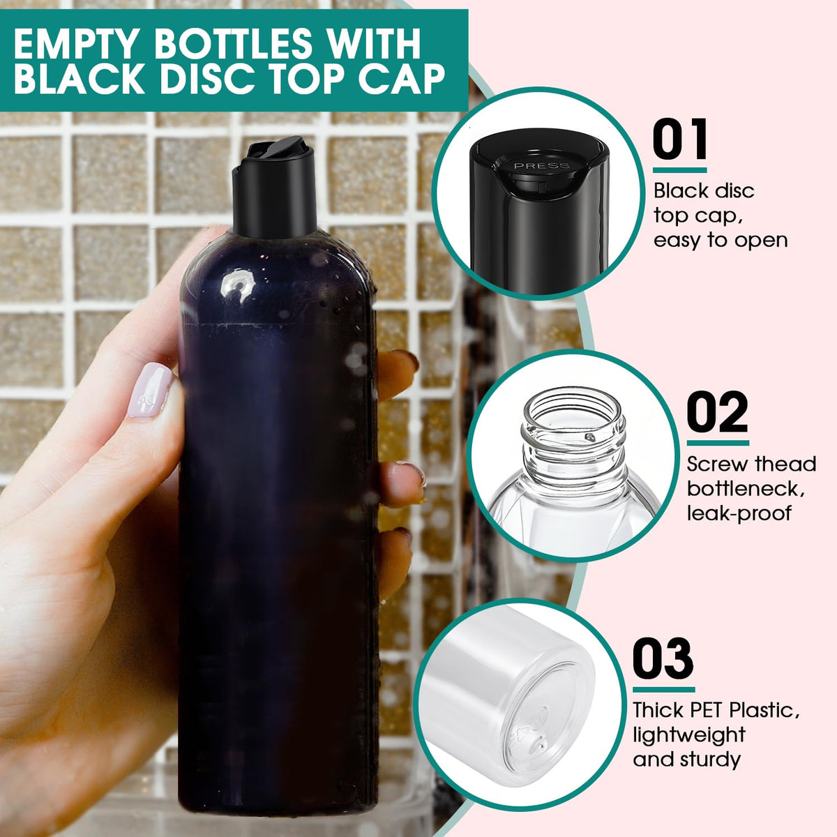 DPLASKA bottle in hand showing 16oz scale for accurate portioning benefit