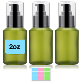 DPLASKA frosted green glass bottles front view showing protective tint and compact design