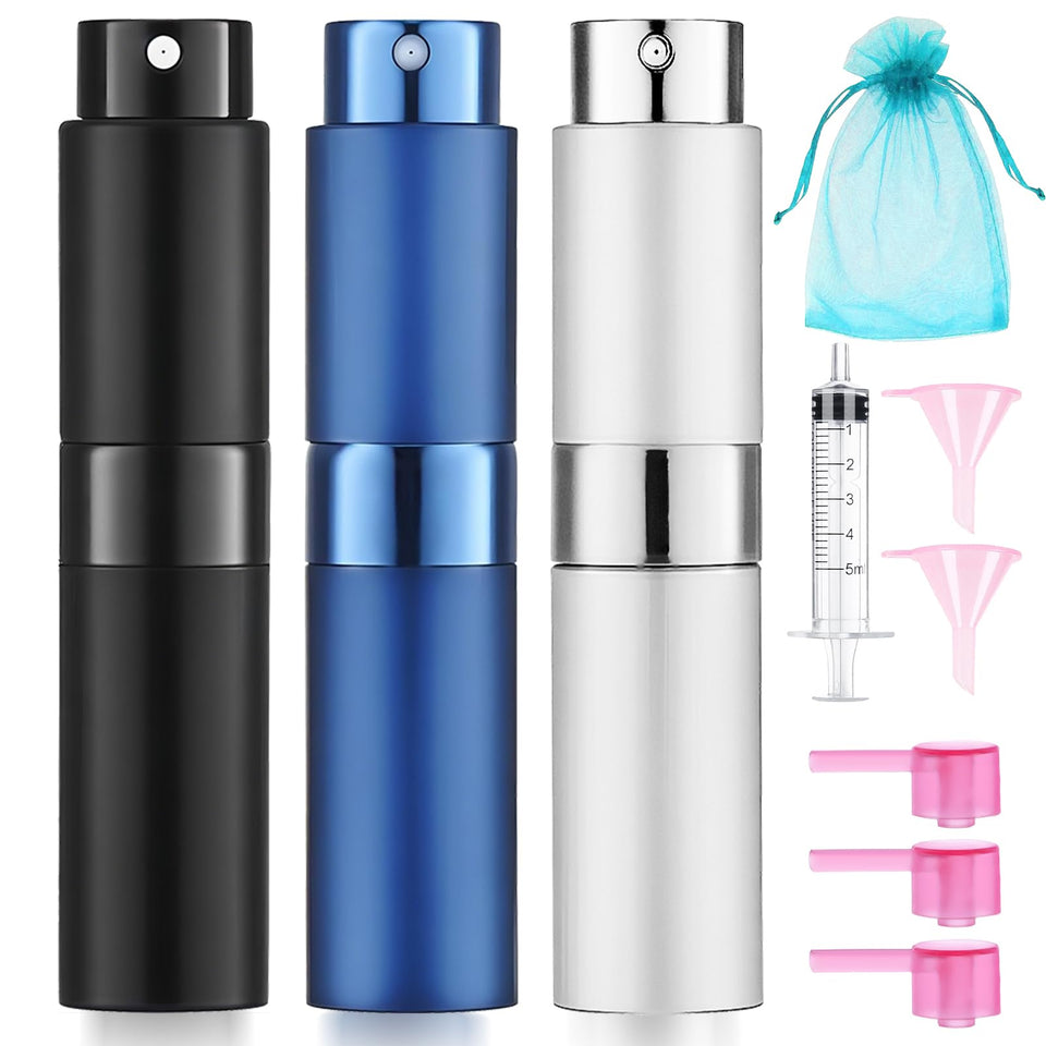 DPLASKA front view of three atomizers showing sleek aluminum finish and portability