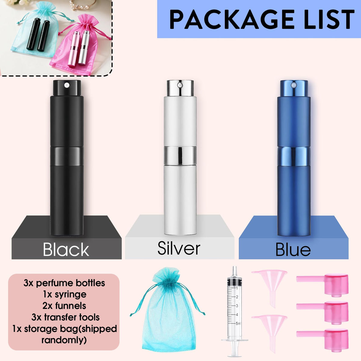 DPLASKA storage bag and packaged kit keeping atomizers organized for travel