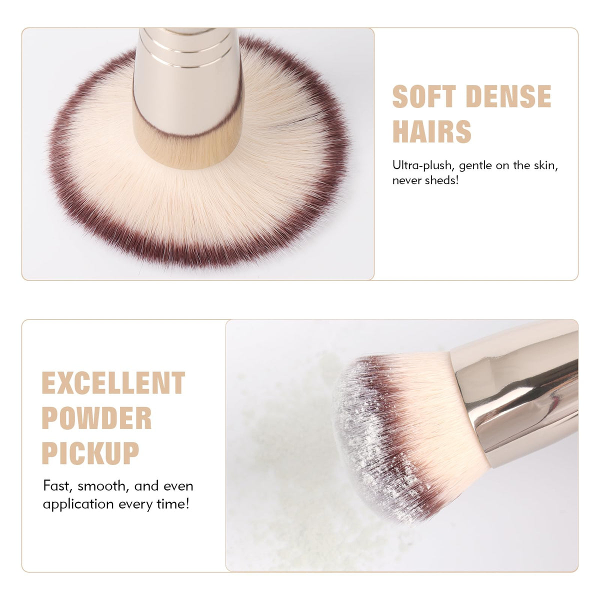 dpolla brush on vanity beside makeup illustrating travel-friendly, compact convenience