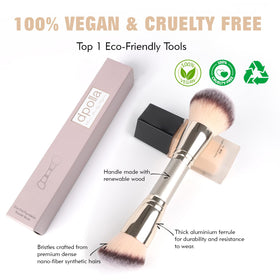 dpolla brush next to ruler to show compact travel-friendly size and convenience