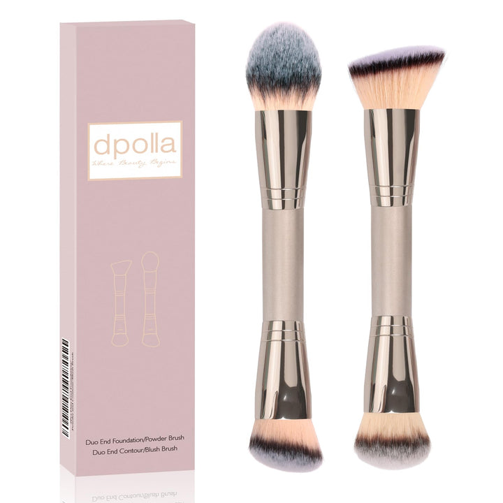dpolla front view of dual-ended brushes showing compact four-in-one tool and polished finish