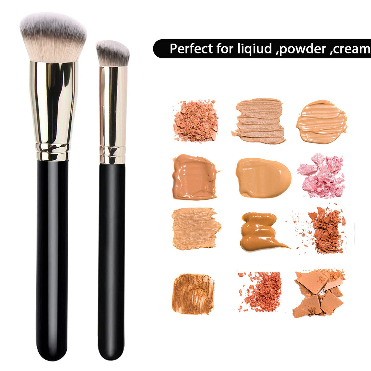 dpolla brush in use applying foundation for quick, even coverage on skin