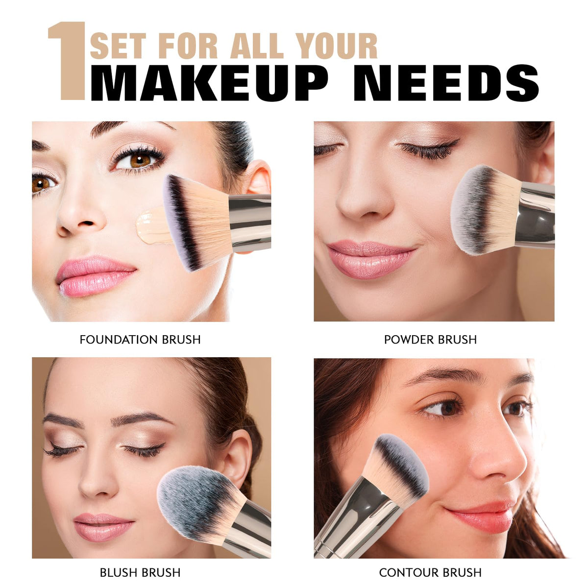 dpolla brush applying liquid foundation on skin for even, streak-free coverage