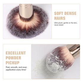 dpolla brushes in hand to show compact scale and travel-friendly convenience