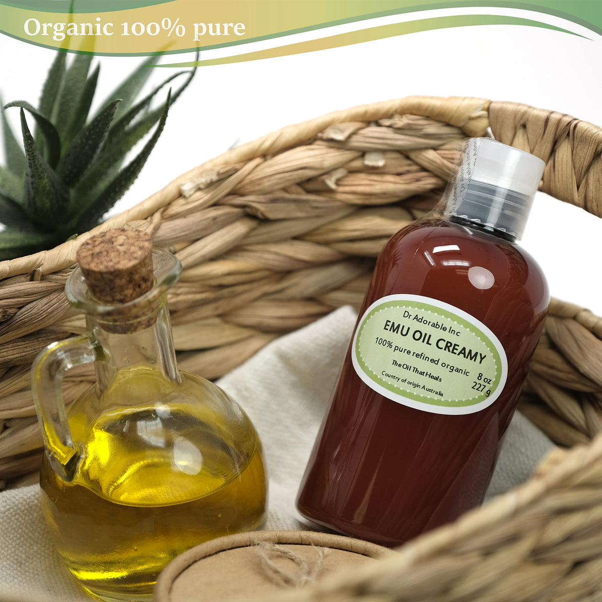 Dr Adorable open jar showing creamy emu oil texture for easy spreading