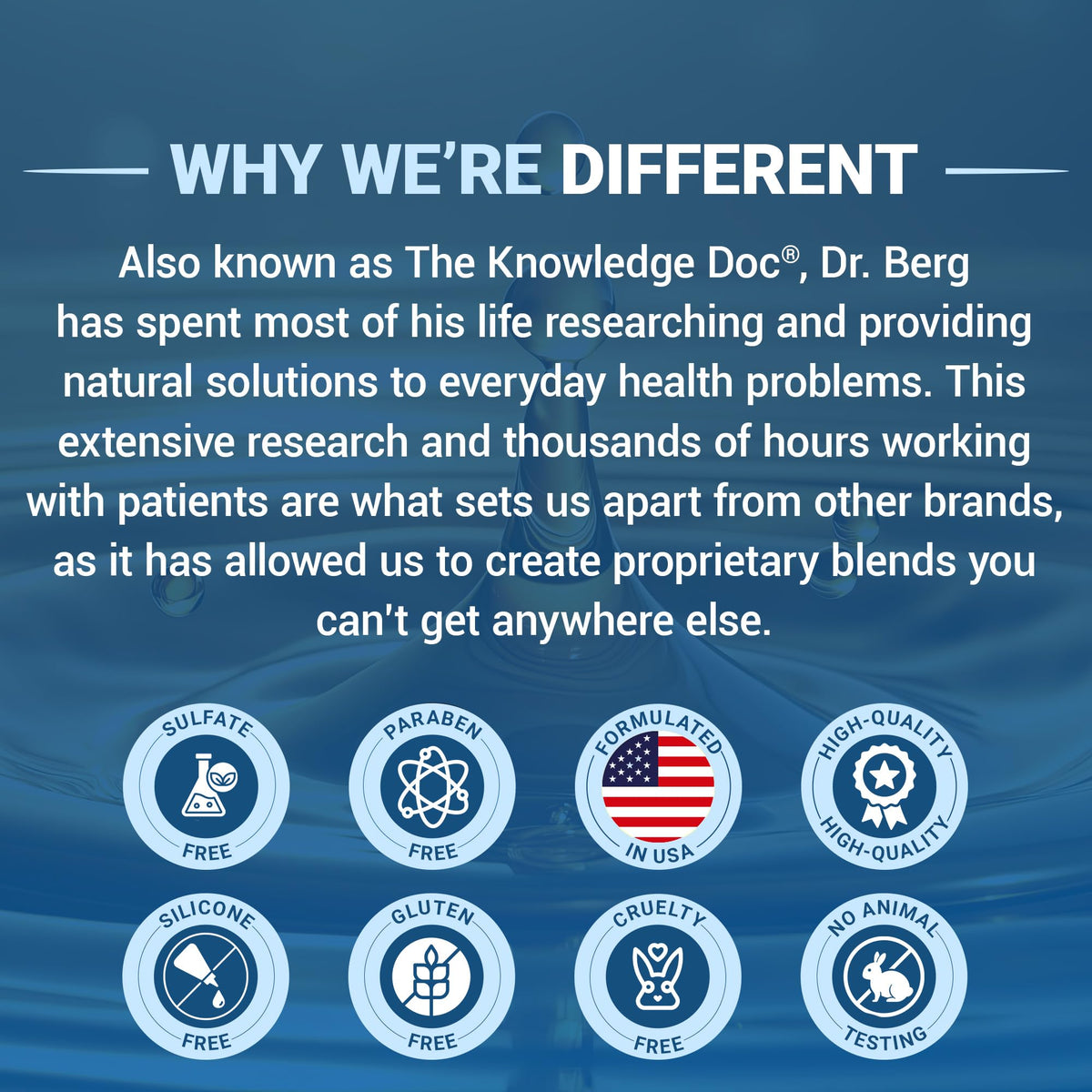 Dr. Berg label close-up displaying certifications and clean-ingredient focus
