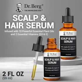 Dr. Berg serum applied to damp hair to reduce frizz and add shine