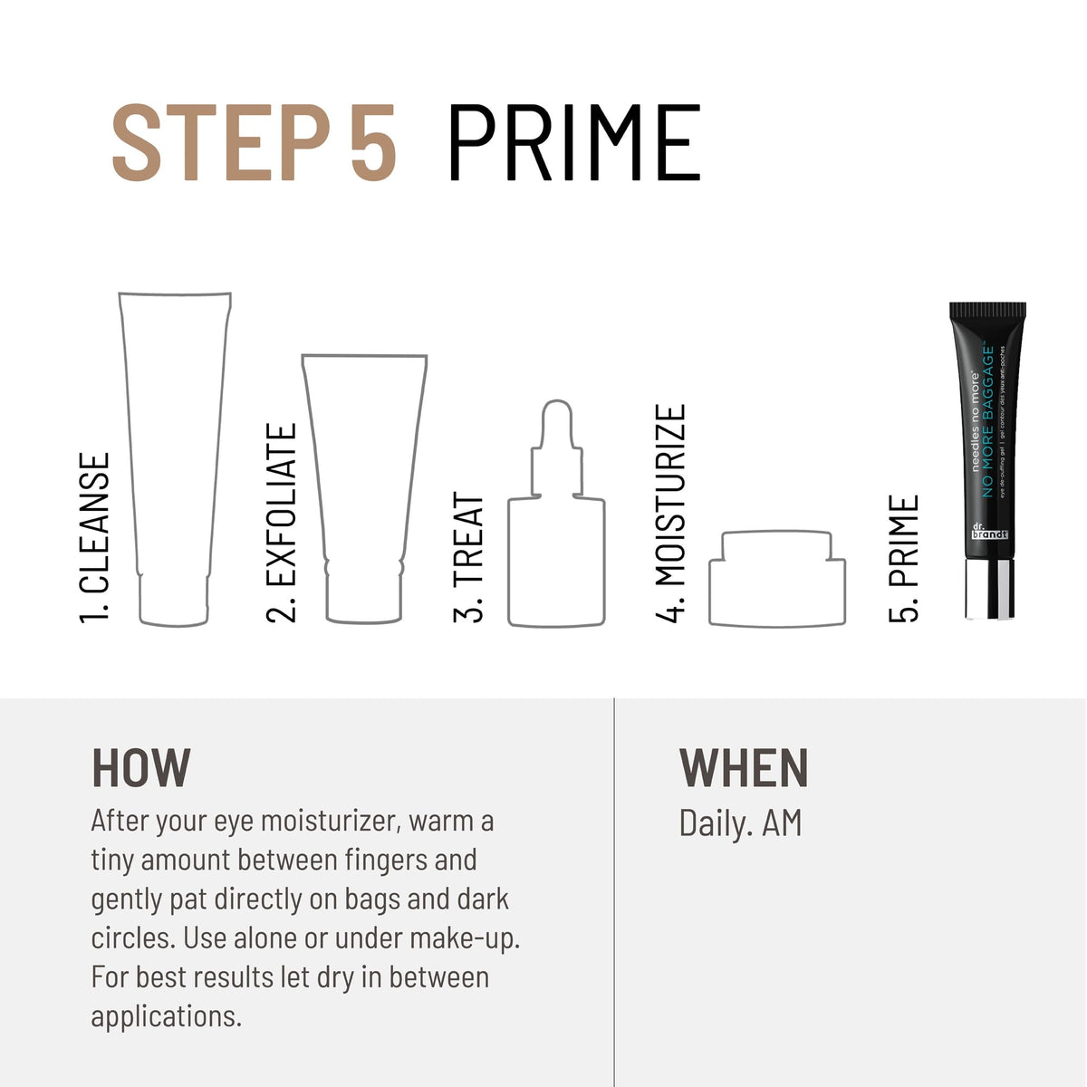 Dr. Brandt in a travel pouch ready for on-the-go touch-ups to minimize under-eye bags