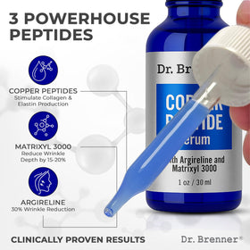 Dr. Brenner serum dropper dispensing clear peptide serum for precise dosing benefit