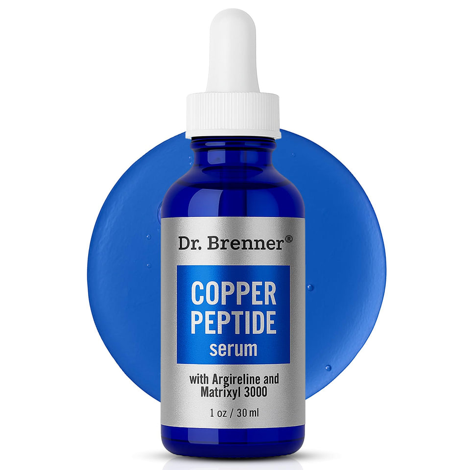 Dr. Brenner bottle front view showing label and premium peptide formula benefit