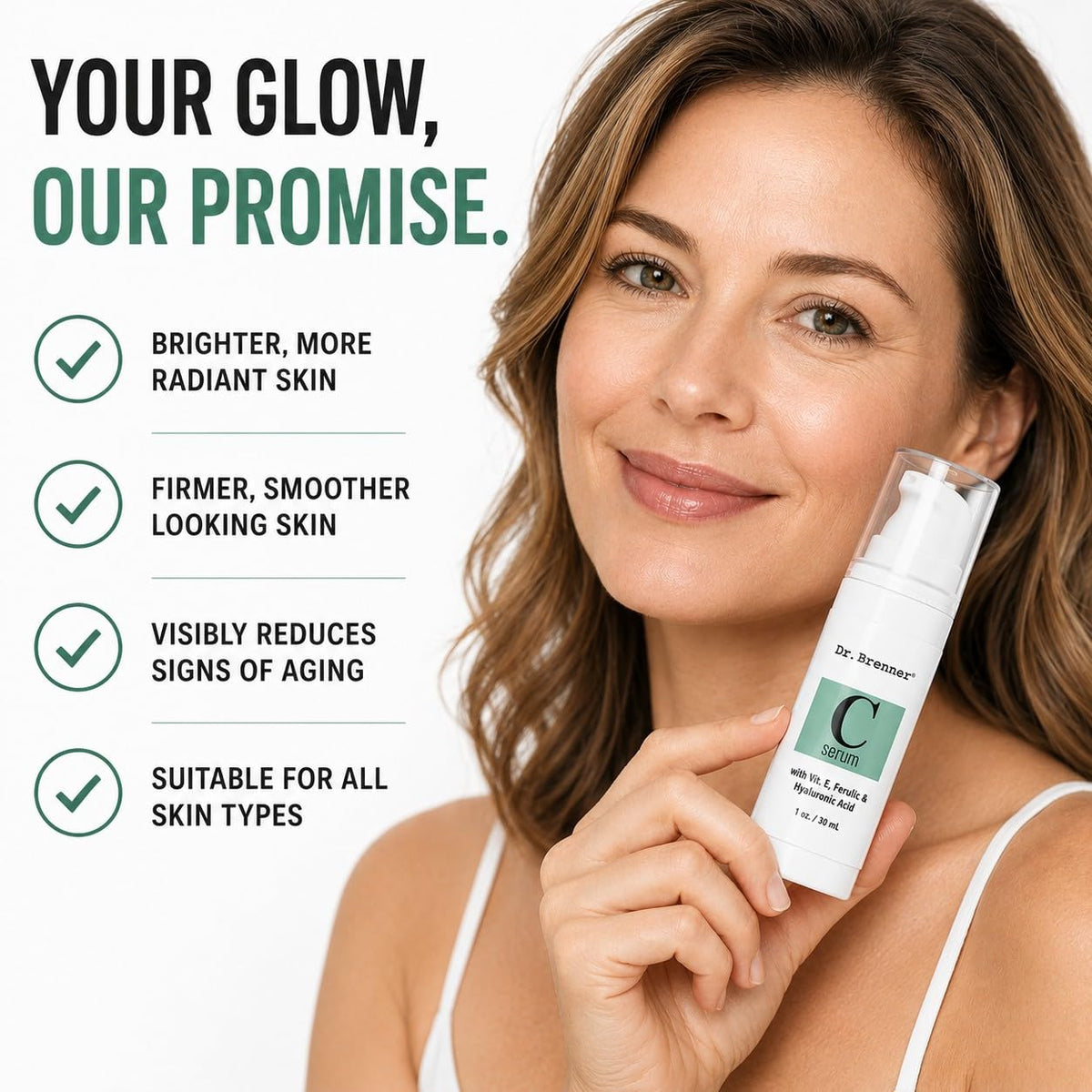 Dr. Brenner serum texture droplet on fingertip displaying lightweight absorption and hydration
