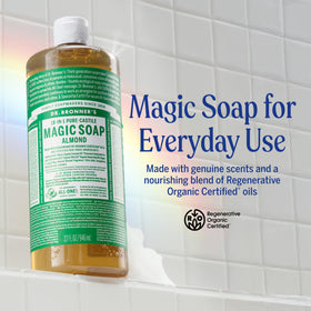 Dr. Bronner's pump cap detail for easy dispensing and controlled concentrated use