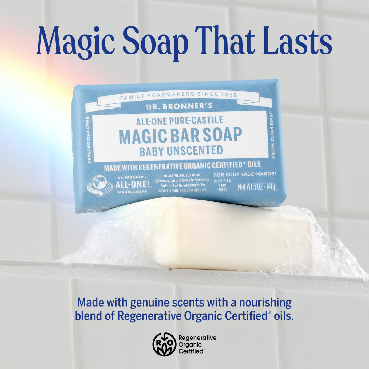 Dr. Bronner's bar close-up texture revealing creamy lather potential benefit