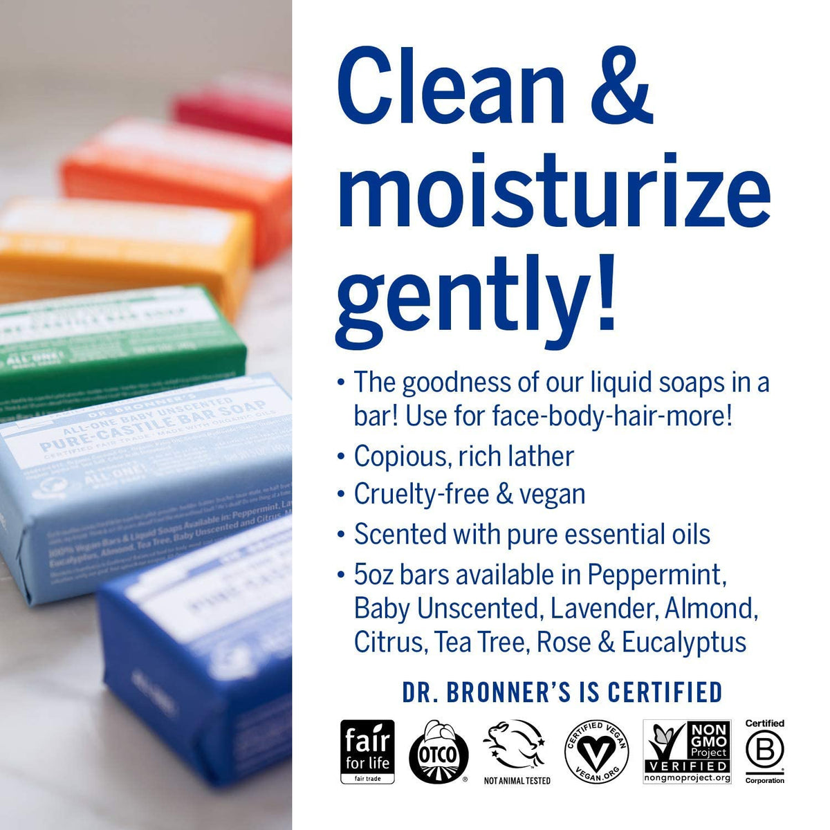 Dr. Bronner's bars in hand for scale showing compact 5 ounce size benefit