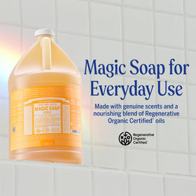 Dr. Bronner's close-up pour cap demonstrating easy measured dispensing
