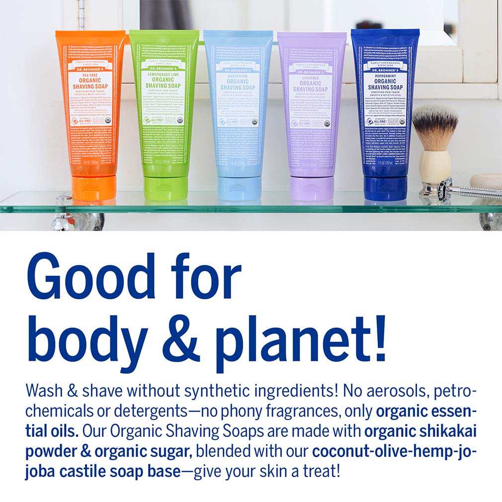 Dr. Bronner's ingredients label detail highlighting organic and fair-trade sourcing