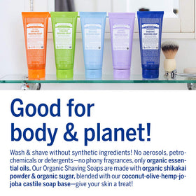 Dr. Bronner's ingredients label detail highlighting organic and fair-trade sourcing