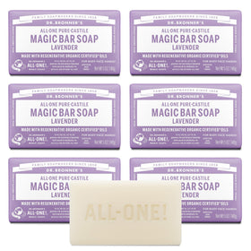 Dr. Bronner's lavender bar front packaging showing brand and calming scent benefit