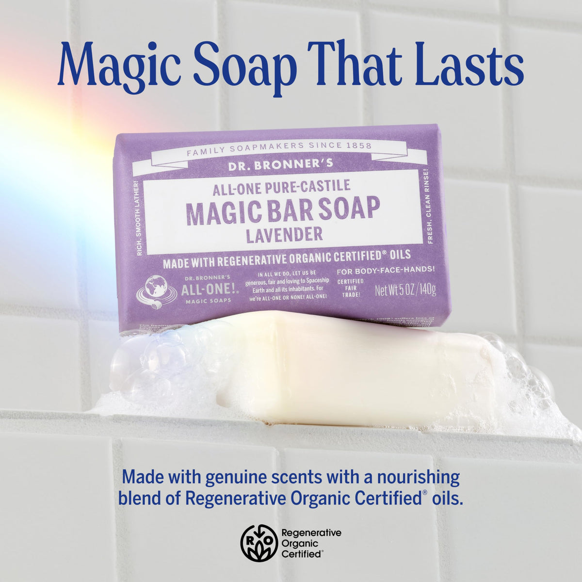 Dr. Bronner's label detail highlighting ingredient transparency and organic oils