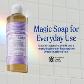 Dr. Bronner's lather close-up displaying creamy texture and gentle cleansing