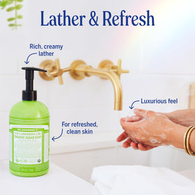 Dr. Bronner's shikakai sugar and organic oils arranged to show natural ingredients