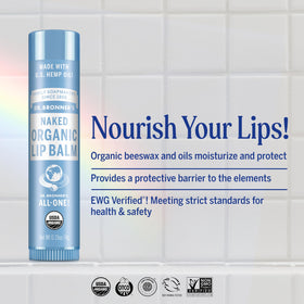 Dr. Bronner's open tube displaying smooth balm texture for quick, non-greasy hydration