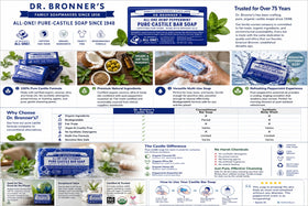 Dr. Bronner's peppermint bar on bathroom counter showing refreshing daily use