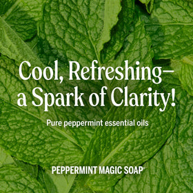 Hand washing with Dr. Bronner's peppermint soap demonstrating refreshing clean benefit