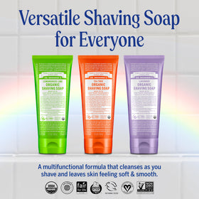 Dr. Bronner's open shave soap puck showing smooth texture and moisturization