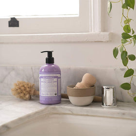 Dr. Bronner's Tea Tree label detail highlighting organic ingredients and clarifying scent benefits