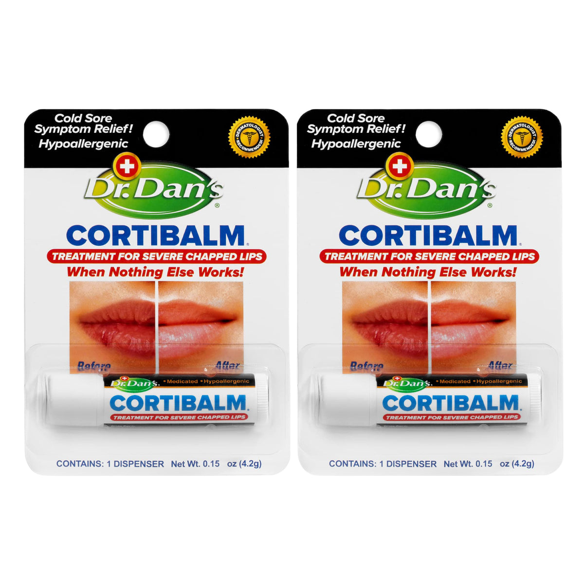 Dr. Dan's Cortibalm front packaging showing product and brand benefit