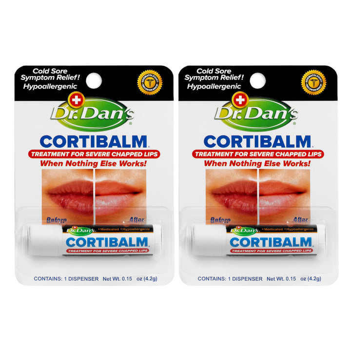 Dr. Dan's front packaging showing two Cortibalm tubes and clear purpose
