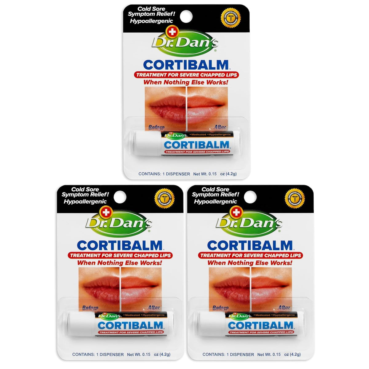 Dr. Dan's Cortibalm front packaging showing product and benefits
